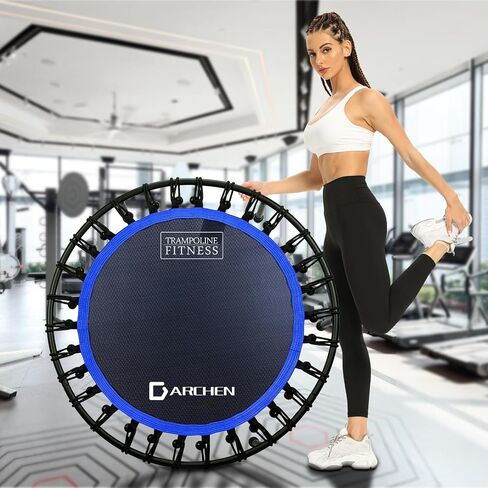 DARCHEN 400LBS Rebounder Trampoline for Adults, Indoor Mini Trampoline Silent Fitness Trampoline Small Bungee Rebounder Jumping Cardio Trainer Workout Exercise Workout with Handrail Bar [40 Inch] in Saudi Arabia
