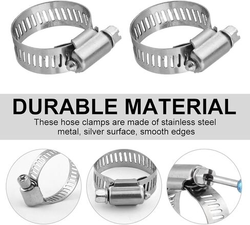 40 قطعة من مشابك خرطوم، مجموعة متنوعة من مشابك خرطوم من الفولاذ المقاوم للصدأ قابلة للتعديل، مع مفك مشقوق، مقاسين (16-25 مم/14-27 مم)، مشابك أنابيب خرطوم، براغي خرطوم، مشابك أنابيب، للسباكة، السيارات in Kuwait