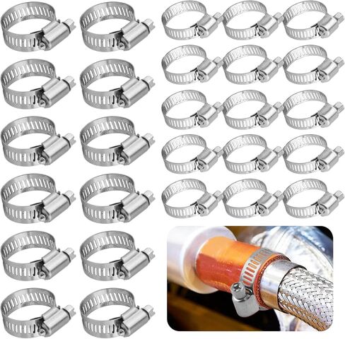 40 قطعة من مشابك خرطوم، مجموعة متنوعة من مشابك خرطوم من الفولاذ المقاوم للصدأ قابلة للتعديل، مع مفك مشقوق، مقاسين (16-25 مم/14-27 مم)، مشابك أنابيب خرطوم، براغي خرطوم، مشابك أنابيب، للسباكة، السيارات in Kuwait