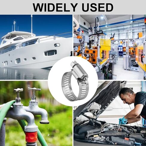 40 قطعة من مشابك خرطوم، مجموعة متنوعة من مشابك خرطوم من الفولاذ المقاوم للصدأ قابلة للتعديل، مع مفك مشقوق، مقاسين (16-25 مم/14-27 مم)، مشابك أنابيب خرطوم، براغي خرطوم، مشابك أنابيب، للسباكة، السيارات in Kuwait