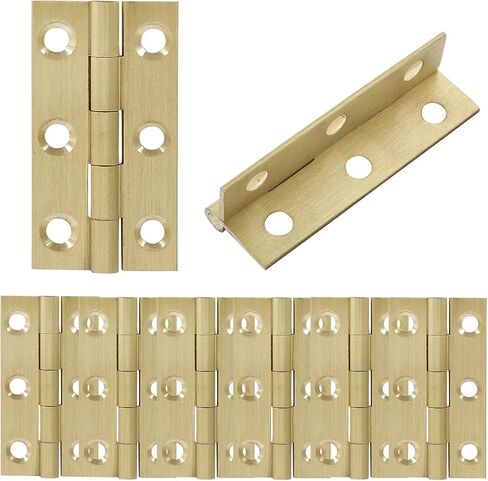 Murtenze 8 Pcs 1 Inch Mini Solid Brass Hinges，Brass Cabinet Hinges Small Box Hinges Butt Hinges for Cabinet, Drawer, Wood Box in Saudi Arabia