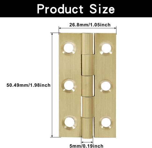 Murtenze 8 Pcs 1 Inch Mini Solid Brass Hinges，Brass Cabinet Hinges Small Box Hinges Butt Hinges for Cabinet, Drawer, Wood Box in Saudi Arabia