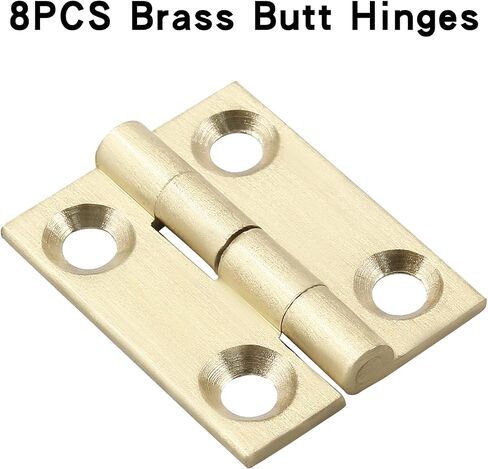 Murtenze 8 Pcs 1 Inch Mini Solid Brass Hinges，Brass Cabinet Hinges Small Box Hinges Butt Hinges for Cabinet, Drawer, Wood Box in Saudi Arabia