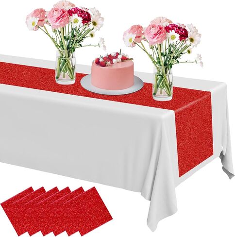 Preboun 6 Pieces Disposable Plastic Sequin Table Runner Glitter 14 x 108 Inch Sequin Table Runner for Wedding 50th Birthday Party Dinner Event Bridal Table Decoration(Gold) in Saudi Arabia