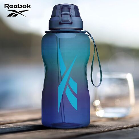 Reebok Premium Plastic Sports Water Bottle, BPA Free | Ideal for Camping, Sports, Gym and Outdoor Activities (64 oz, Blue) in Saudi Arabia