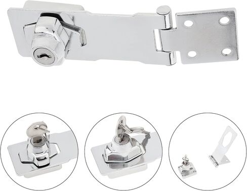 2 Packs Keyed Hasp Locks, Twist Knob Keyed Locking Hasp, Stainless Steel Safety Hasp Padlock Latch for Small Doors, Cabinets, Drawers, with Keys and Screws, 3 Inch, Silver in Saudi Arabia