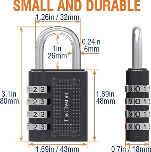 Padlocks 4 Combination - Outdoor Weatherproof Combination Padlock - Keyless Resettable Combo - for Luggage, Travel, Door, School, Gym, Sports, Toolbox, Case, Employee Lockers, Hasp in Saudi Arabia