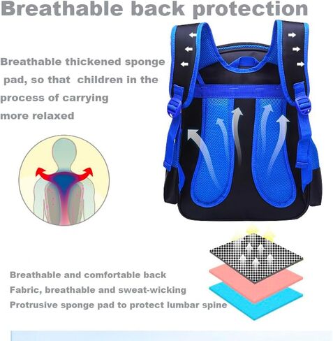 Boys Backpack Lightweight, Durable Kid Schoolbag cool Child School Book Bag for Daily Use and Travel （blue） in Saudi Arabia