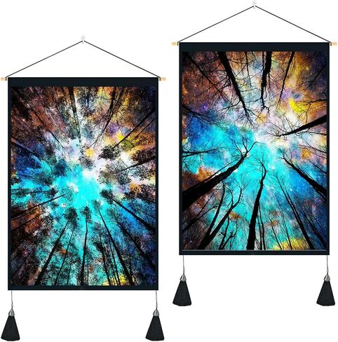 KIKIDOR Black white Sun Moon Pack of 2 Tapestry Trippy Moon Starry sky Modern Art Wall Hanging Vertical Medieval European Mystery Tassel Wall Tapestry for Bedroom Dorm Living Room Decor 19.7x13.8inch in Saudi Arabia