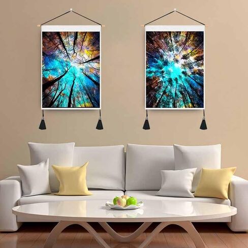 KIKIDOR Black white Sun Moon Pack of 2 Tapestry Trippy Moon Starry sky Modern Art Wall Hanging Vertical Medieval European Mystery Tassel Wall Tapestry for Bedroom Dorm Living Room Decor 19.7x13.8inch in Saudi Arabia
