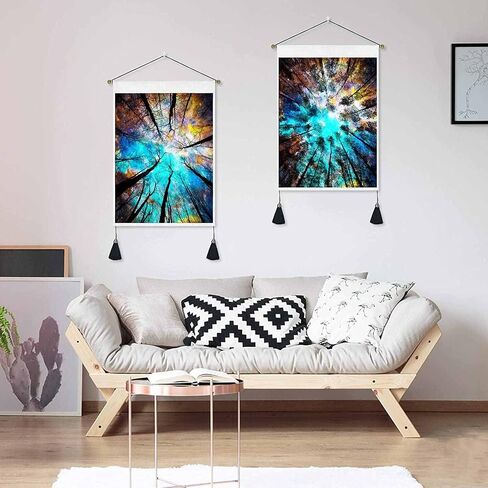 KIKIDOR Black white Sun Moon Pack of 2 Tapestry Trippy Moon Starry sky Modern Art Wall Hanging Vertical Medieval European Mystery Tassel Wall Tapestry for Bedroom Dorm Living Room Decor 19.7x13.8inch in Saudi Arabia