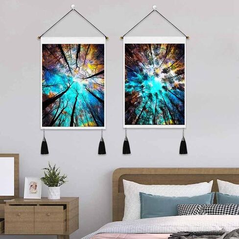 KIKIDOR Black white Sun Moon Pack of 2 Tapestry Trippy Moon Starry sky Modern Art Wall Hanging Vertical Medieval European Mystery Tassel Wall Tapestry for Bedroom Dorm Living Room Decor 19.7x13.8inch in Saudi Arabia