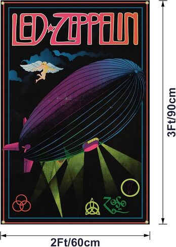 Generic Heavy Metal Rock Led Band Zepp-elin Music Poster Tapestry 2x3 Feet Funny Wall Tapestry for Cave Decor College Dorm Decor Guys Girls Room Tapestry, black in Saudi Arabia
