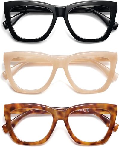 AMOMOMA Trendy Square Reading Glasses for Women, Blue Light Blocking Womens Computer Readers Black Retro Frame AM6132 in Saudi Arabia