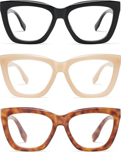 AMOMOMA Trendy Square Reading Glasses for Women, Blue Light Blocking Womens Computer Readers Black Retro Frame AM6132 in Saudi Arabia
