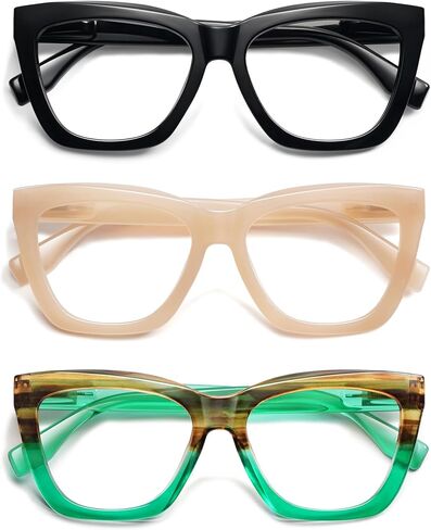AMOMOMA Trendy Square Reading Glasses for Women, Blue Light Blocking Womens Computer Readers Black Retro Frame AM6132 in Saudi Arabia
