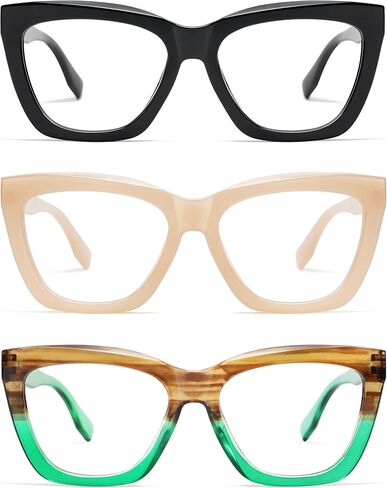 AMOMOMA Trendy Square Reading Glasses for Women, Blue Light Blocking Womens Computer Readers Black Retro Frame AM6132 in Saudi Arabia