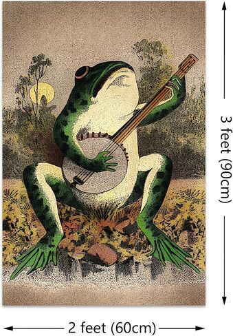owupIa Vintage Boho Wall Decor Frog Playing The Banjo Tapestry With 4 Brass Grommets For College Dorm Man Cave,Bedroom Decor in Saudi Arabia