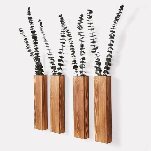 Wall Decor kitchen Wall Decor, UKRNLE Wood Vase 4 Pack for Bathroom Decor Dried Flower Vases Decorative Modern Home Decor, Kitchen Wall Decor Wall Planter Wall Vase Small Vases for Flowers Rattan Vase in Saudi Arabia