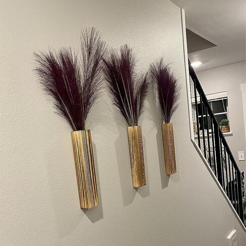 Wall Decor kitchen Wall Decor, UKRNLE Wood Vase 4 Pack for Bathroom Decor Dried Flower Vases Decorative Modern Home Decor, Kitchen Wall Decor Wall Planter Wall Vase Small Vases for Flowers Rattan Vase in Saudi Arabia