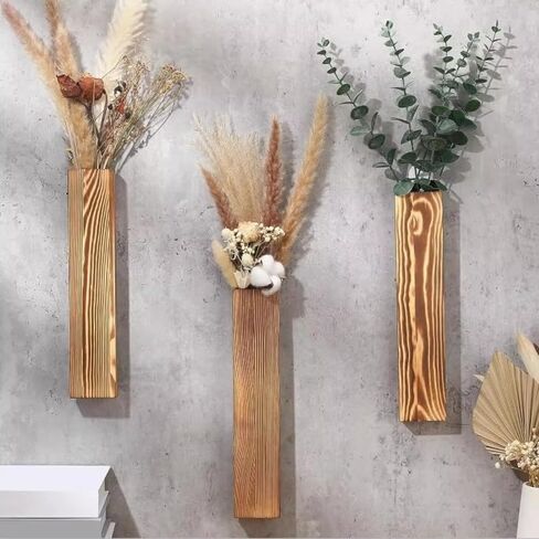 Wall Decor kitchen Wall Decor, UKRNLE Wood Vase 4 Pack for Bathroom Decor Dried Flower Vases Decorative Modern Home Decor, Kitchen Wall Decor Wall Planter Wall Vase Small Vases for Flowers Rattan Vase in Saudi Arabia