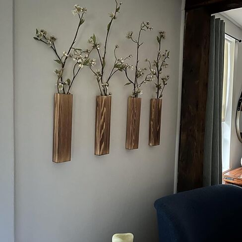 Wall Decor kitchen Wall Decor, UKRNLE Wood Vase 4 Pack for Bathroom Decor Dried Flower Vases Decorative Modern Home Decor, Kitchen Wall Decor Wall Planter Wall Vase Small Vases for Flowers Rattan Vase in Saudi Arabia