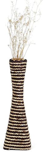 Leewadee Large Floor Vase – Handmade Flower Holder Made of Bamboo and Bast, Sophisticated Funnel Vessel for Decorative Branches, 16 inches, Blue in Kuwait