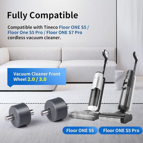قطعتان من عجلات المكنسة البديلة المتوافقة مع المكانس الكهربائية اللاسلكية Tineco Floor ONE S5/Floor One S5 Pro، Floor ONE S7 Pro، قطعتين بديلتين للعجلات الأمامية in Kuwait