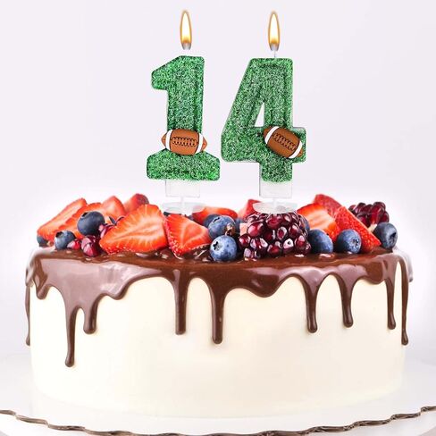 Football Number Candles, Green Birthday Candles with Football Ornament Artificial Turf Cake Topper for Boys Girls Anniversary Party Decoration Celebrations (Number 1) in Saudi Arabia