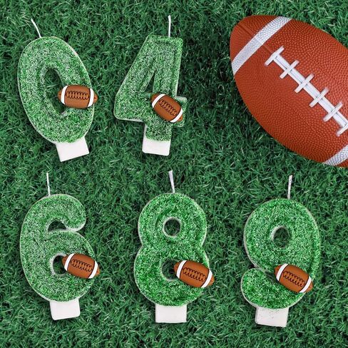 Football Number Candles, Green Birthday Candles with Football Ornament Artificial Turf Cake Topper for Boys Girls Anniversary Party Decoration Celebrations (Number 1) in Saudi Arabia