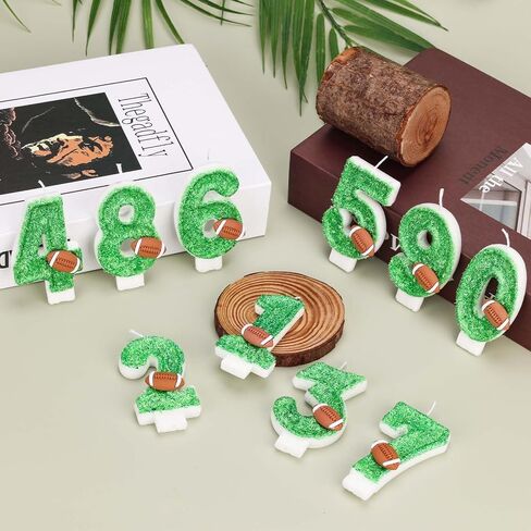 Football Number Candles, Green Birthday Candles with Football Ornament Artificial Turf Cake Topper for Boys Girls Anniversary Party Decoration Celebrations (Number 1) in Saudi Arabia