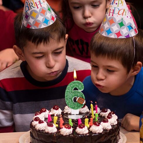 Football Number Candles, Green Birthday Candles with Football Ornament Artificial Turf Cake Topper for Boys Girls Anniversary Party Decoration Celebrations (Number 1) in Saudi Arabia