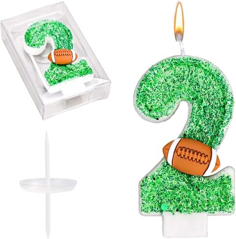 Football Number Candles, Green Birthday Candles with Football Ornament Artificial Turf Cake Topper for Boys Girls Anniversary Party Decoration Celebrations (Number 1) in Saudi Arabia