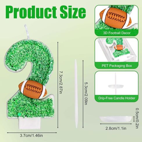 Football Number Candles, Green Birthday Candles with Football Ornament Artificial Turf Cake Topper for Boys Girls Anniversary Party Decoration Celebrations (Number 1) in Saudi Arabia