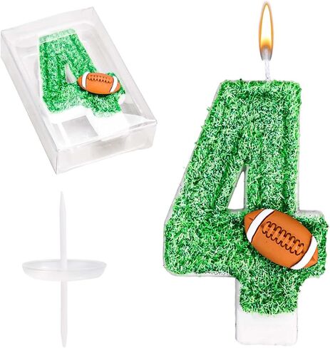 Football Number Candles, Green Birthday Candles with Football Ornament Artificial Turf Cake Topper for Boys Girls Anniversary Party Decoration Celebrations (Number 1) in Saudi Arabia