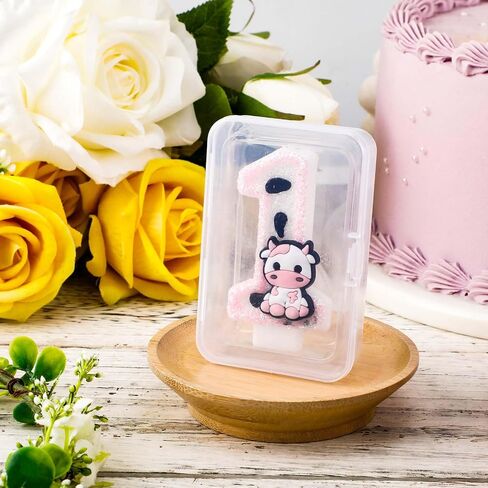 Cow Birthday Cake Candle, Pink Cow Sparkling Birthday Candle Cute Cow Print Number Candle Cake Topper Candle Birthday Cake Decorations Cow Print Birthday Decorations (0) in Saudi Arabia