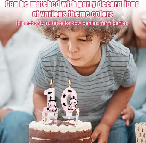 Cow Birthday Cake Candle, Pink Cow Sparkling Birthday Candle Cute Cow Print Number Candle Cake Topper Candle Birthday Cake Decorations Cow Print Birthday Decorations (0) in Saudi Arabia