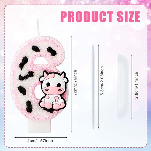 Cow Birthday Cake Candle, Pink Cow Sparkling Birthday Candle Cute Cow Print Number Candle Cake Topper Candle Birthday Cake Decorations Cow Print Birthday Decorations (0) in Saudi Arabia