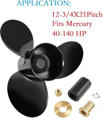 Propeller 12 3/4X21P for Mercury Black Max Outboard 40 50 60 70 75 80 90 100 115 125 140 HP Boat Motor Engine Parts Aluminum Prop 12.75X21 Pitch RH 15 Spline Tooth with Flo-Torq II Hub Kit 77348A45 in Saudi Arabia