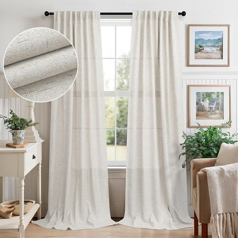 رمادي فاتح غرفة سواد الستائر لغرفة النوم 84 بوصة طول 2 لوحة مجموعة علامة التبويب الخلفية جيب القطن الكتان محكم شبه تعتيم ثنى طويل حمامة ستارة رمادية فضية لغرفة المعيشة ديكور المزرعة الحديثة in Kuwait