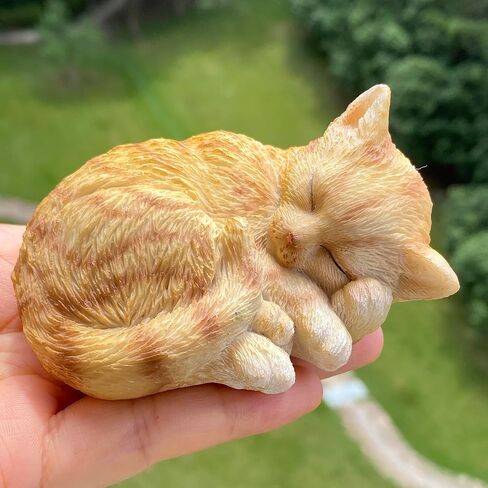 Mini Resin Cat Statue, Simulated Feline Figurine, Sleeping Kitten Sculpture for Home Decor (Gray) in Saudi Arabia