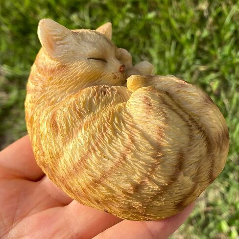 Mini Resin Cat Statue, Simulated Feline Figurine, Sleeping Kitten Sculpture for Home Decor (Gray) in Saudi Arabia