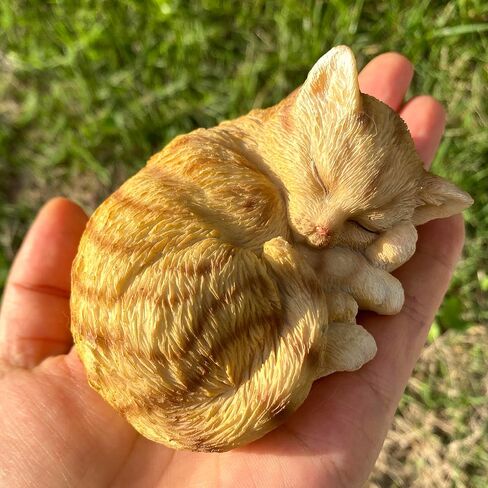 Mini Resin Cat Statue, Simulated Feline Figurine, Sleeping Kitten Sculpture for Home Decor (Gray) in Saudi Arabia