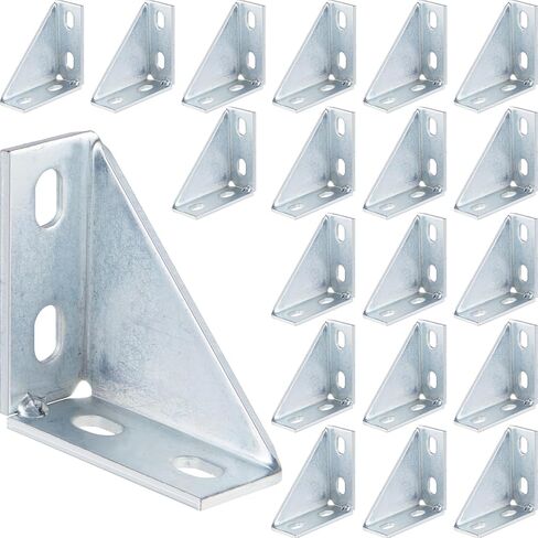 20 Pcs 90 Degree Gusseted Fitting for 1-5/8" Channel, 4" x 4" x 1-1/2" Carbon Steel Q235 Right Angle Connector Bracket 4 Slotted Hole Connection Hardware Brackets Gusset Corner Brace Fastener in Saudi Arabia