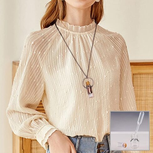 عقد بقلادة على شكل نقطة كريستال من Nupuyai مع زجاجة عطر، قلادة موزع للزيوت العطرية للنساء والرجال مع سلسلة in Kuwait