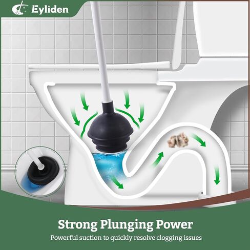 Eyliden Toilet Bowl Wand Kit and Plunger Combo, with 10pcs Refills, Disposable Toilet Brush and Plunger with Holder Set, Quick Change Cleaning Sponges Head, Compact Toilet Bowl Brush Set (Black) in Saudi Arabia