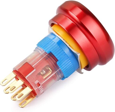 Metal Emergency Stop Button Switch, 16MM 5A 5-250VAC 6-Feet Emergency Stop Power-Off Round Self-Locking Waterproof Mushroom Cap Switch with 2 NO & 2 NC in Saudi Arabia