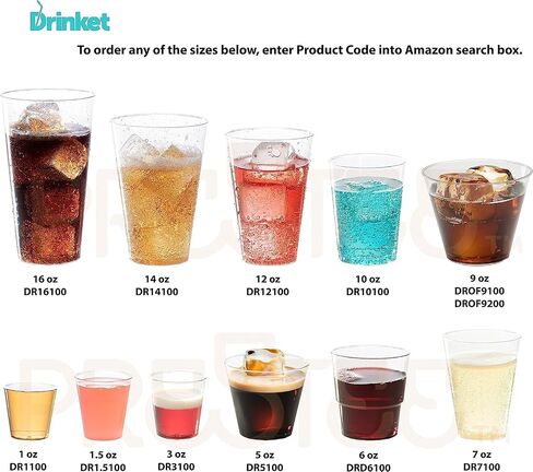 Prestee 100 Clear Plastic Cups, 14 oz Hard Plastic Disposable Cups, Plastic Wine Cups, Plastic Cocktail Glasses, Large Plastic Drinking Cups, Party Cups, Bulk Wedding Plastic Tumblers Water Beer Glass in Saudi Arabia