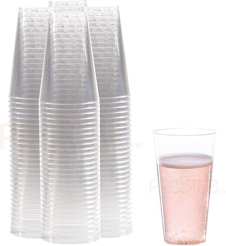 Prestee 100 Clear Plastic Cups, 14 oz Hard Plastic Disposable Cups, Plastic Wine Cups, Plastic Cocktail Glasses, Large Plastic Drinking Cups, Party Cups, Bulk Wedding Plastic Tumblers Water Beer Glass in Saudi Arabia