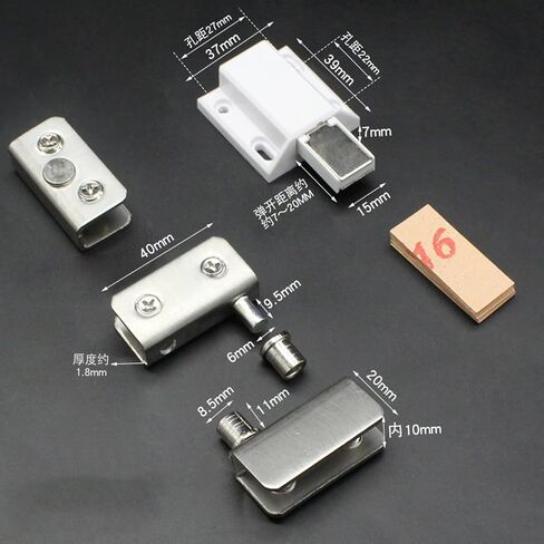 Stainless Steel Glass Door Pivot Hinges,Cupboard Showcase Double Magnetic Catch Latches Glass Clamps,with Clamp Set for Free Swinging 0.2-0.32inch Glass Door (Silver, for Double Doors-1 Pack) in Saudi Arabia